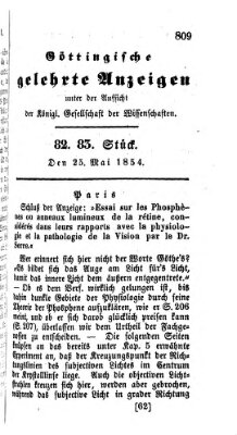 Göttingische gelehrte Anzeigen (Göttingische Zeitungen von gelehrten Sachen) Donnerstag 25. Mai 1854