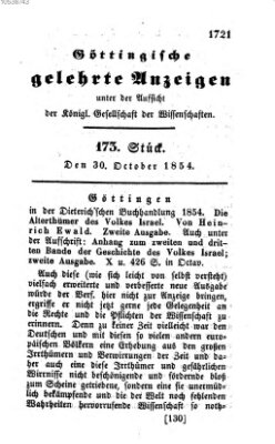 Göttingische gelehrte Anzeigen (Göttingische Zeitungen von gelehrten Sachen) Montag 30. Oktober 1854