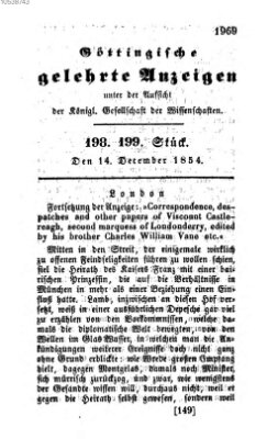 Göttingische gelehrte Anzeigen (Göttingische Zeitungen von gelehrten Sachen) Donnerstag 14. Dezember 1854