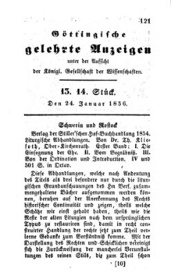 Göttingische gelehrte Anzeigen (Göttingische Zeitungen von gelehrten Sachen) Donnerstag 24. Januar 1856