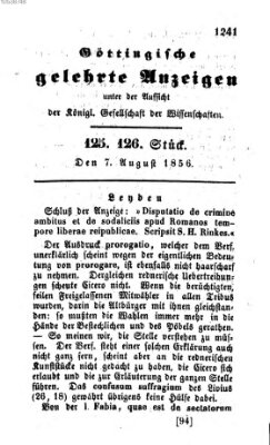 Göttingische gelehrte Anzeigen (Göttingische Zeitungen von gelehrten Sachen) Donnerstag 7. August 1856