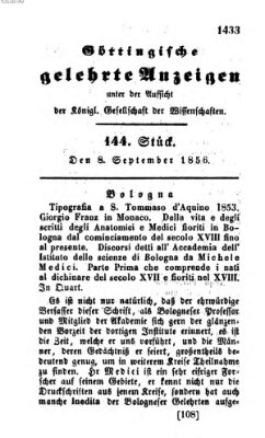 Göttingische gelehrte Anzeigen (Göttingische Zeitungen von gelehrten Sachen) Montag 8. September 1856