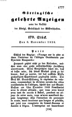 Göttingische gelehrte Anzeigen (Göttingische Zeitungen von gelehrten Sachen) Samstag 8. November 1856