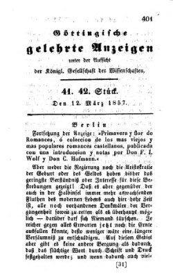 Göttingische gelehrte Anzeigen (Göttingische Zeitungen von gelehrten Sachen) Donnerstag 12. März 1857