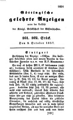 Göttingische gelehrte Anzeigen (Göttingische Zeitungen von gelehrten Sachen) Donnerstag 8. Oktober 1857