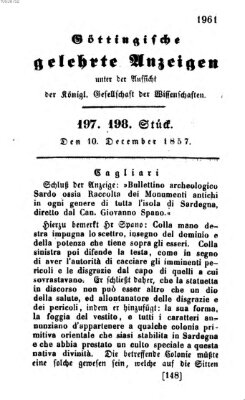 Göttingische gelehrte Anzeigen (Göttingische Zeitungen von gelehrten Sachen) Donnerstag 10. Dezember 1857