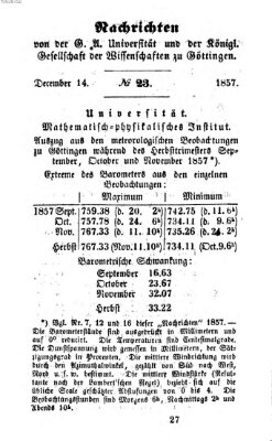 Göttingische gelehrte Anzeigen (Göttingische Zeitungen von gelehrten Sachen) Montag 14. Dezember 1857