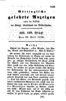 Göttingische gelehrte Anzeigen (Göttingische Zeitungen von gelehrten Sachen) Donnerstag 28. Juli 1859