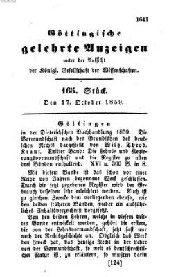 Göttingische gelehrte Anzeigen (Göttingische Zeitungen von gelehrten Sachen) Montag 17. Oktober 1859