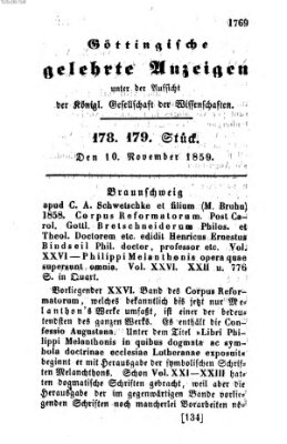 Göttingische gelehrte Anzeigen (Göttingische Zeitungen von gelehrten Sachen) Donnerstag 10. November 1859