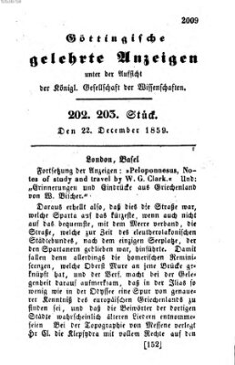 Göttingische gelehrte Anzeigen (Göttingische Zeitungen von gelehrten Sachen) Donnerstag 22. Dezember 1859
