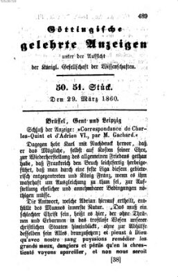 Göttingische gelehrte Anzeigen (Göttingische Zeitungen von gelehrten Sachen) Donnerstag 29. März 1860