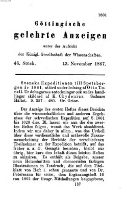 Göttingische gelehrte Anzeigen (Göttingische Zeitungen von gelehrten Sachen) Mittwoch 13. November 1867