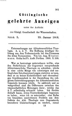 Göttingische gelehrte Anzeigen (Göttingische Zeitungen von gelehrten Sachen) Mittwoch 29. Januar 1868