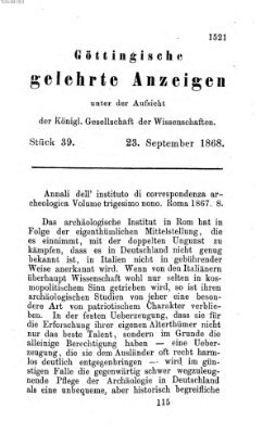Göttingische gelehrte Anzeigen (Göttingische Zeitungen von gelehrten Sachen) Mittwoch 23. September 1868