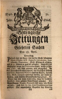 Göttingische Zeitungen von gelehrten Sachen Montag 18. April 1740