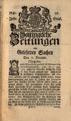 Göttingische Zeitungen von gelehrten Sachen Donnerstag 7. Dezember 1741