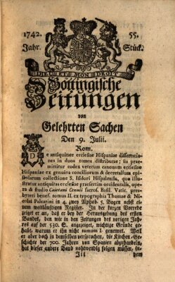 Göttingische Zeitungen von gelehrten Sachen Montag 9. Juli 1742