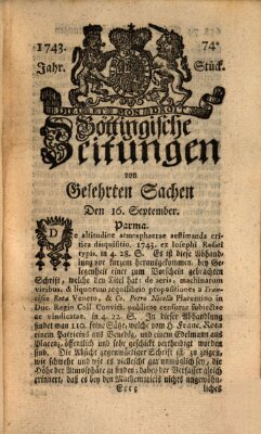 Göttingische Zeitungen von gelehrten Sachen Montag 16. September 1743