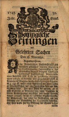 Göttingische Zeitungen von gelehrten Sachen Montag 18. November 1743