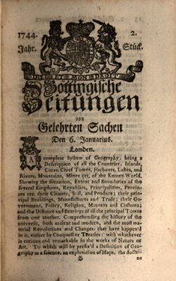 Göttingische Zeitungen von gelehrten Sachen Montag 6. Januar 1744