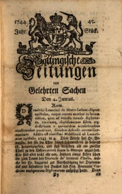 Göttingische Zeitungen von gelehrten Sachen Donnerstag 4. Juni 1744