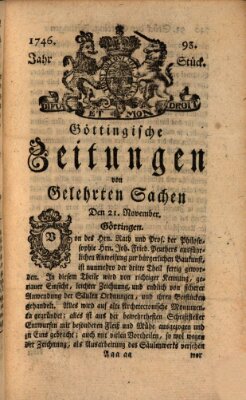 Göttingische Zeitungen von gelehrten Sachen Montag 21. November 1746