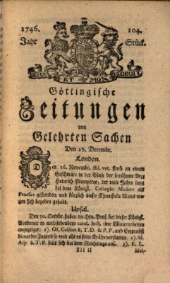 Göttingische Zeitungen von gelehrten Sachen Donnerstag 29. Dezember 1746