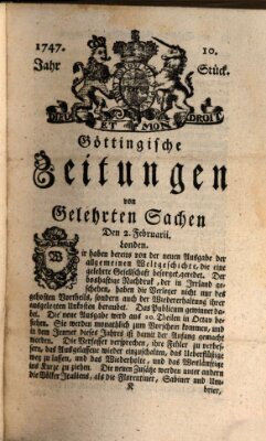 Göttingische Zeitungen von gelehrten Sachen Donnerstag 2. Februar 1747
