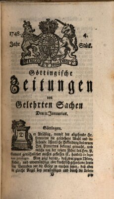 Göttingische Zeitungen von gelehrten Sachen Donnerstag 11. Januar 1748