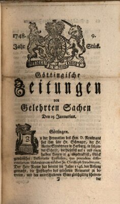 Göttingische Zeitungen von gelehrten Sachen Donnerstag 25. Januar 1748
