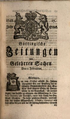 Göttingische Zeitungen von gelehrten Sachen Montag 12. Februar 1748