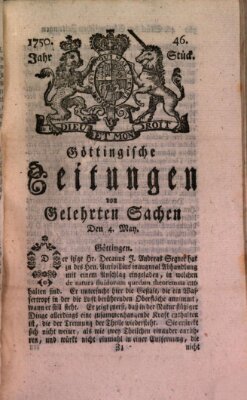 Göttingische Zeitungen von gelehrten Sachen Montag 4. Mai 1750