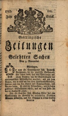 Göttingische Zeitungen von gelehrten Sachen Donnerstag 5. November 1750
