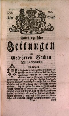 Göttingische Zeitungen von gelehrten Sachen Donnerstag 11. November 1751