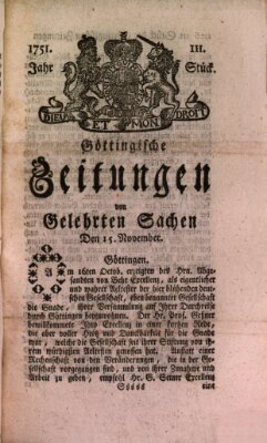 Göttingische Zeitungen von gelehrten Sachen Montag 15. November 1751