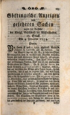 Göttingische Anzeigen von gelehrten Sachen (Göttingische Zeitungen von gelehrten Sachen) Montag 4. Februar 1754