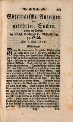 Göttingische Anzeigen von gelehrten Sachen (Göttingische Zeitungen von gelehrten Sachen) Montag 6. Mai 1754