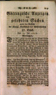 Göttingische Anzeigen von gelehrten Sachen (Göttingische Zeitungen von gelehrten Sachen) Montag 21. Juli 1755