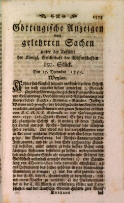 Göttingische Anzeigen von gelehrten Sachen (Göttingische Zeitungen von gelehrten Sachen) Montag 15. Dezember 1755