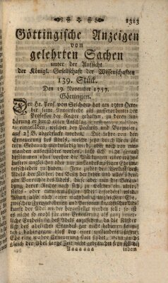 Göttingische Anzeigen von gelehrten Sachen (Göttingische Zeitungen von gelehrten Sachen) Samstag 19. November 1757