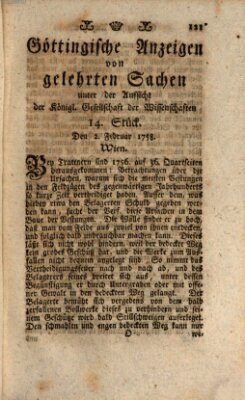 Göttingische Anzeigen von gelehrten Sachen (Göttingische Zeitungen von gelehrten Sachen) Donnerstag 2. Februar 1758