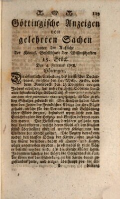 Göttingische Anzeigen von gelehrten Sachen (Göttingische Zeitungen von gelehrten Sachen) Samstag 4. Februar 1758