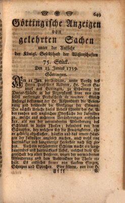 Göttingische Anzeigen von gelehrten Sachen (Göttingische Zeitungen von gelehrten Sachen) Samstag 23. Juni 1759