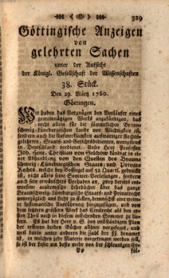 Göttingische Anzeigen von gelehrten Sachen (Göttingische Zeitungen von gelehrten Sachen) Samstag 29. März 1760