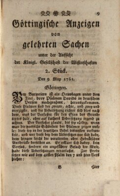 Göttingische Anzeigen von gelehrten Sachen (Göttingische Zeitungen von gelehrten Sachen) Samstag 9. Mai 1761