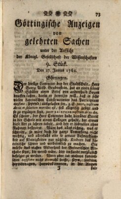 Göttingische Anzeigen von gelehrten Sachen (Göttingische Zeitungen von gelehrten Sachen) Samstag 27. Juni 1761