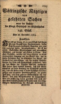 Göttingische Anzeigen von gelehrten Sachen (Göttingische Zeitungen von gelehrten Sachen) Samstag 10. Dezember 1763
