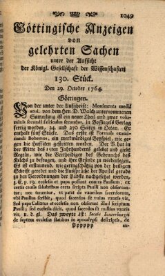 Göttingische Anzeigen von gelehrten Sachen (Göttingische Zeitungen von gelehrten Sachen) Montag 29. Oktober 1764