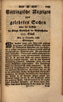 Göttingische Anzeigen von gelehrten Sachen (Göttingische Zeitungen von gelehrten Sachen) Samstag 27. Dezember 1766